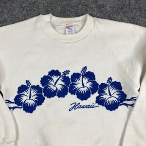 Vintage Jerzees Hawaii Sweatshirt Mens Medium Floral Hibiscus Crewneck